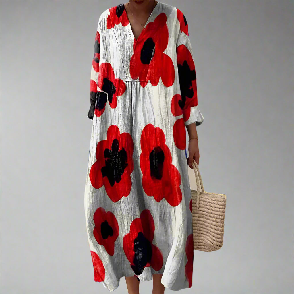 Melissa | Bold Poppy Print Maxi Dress