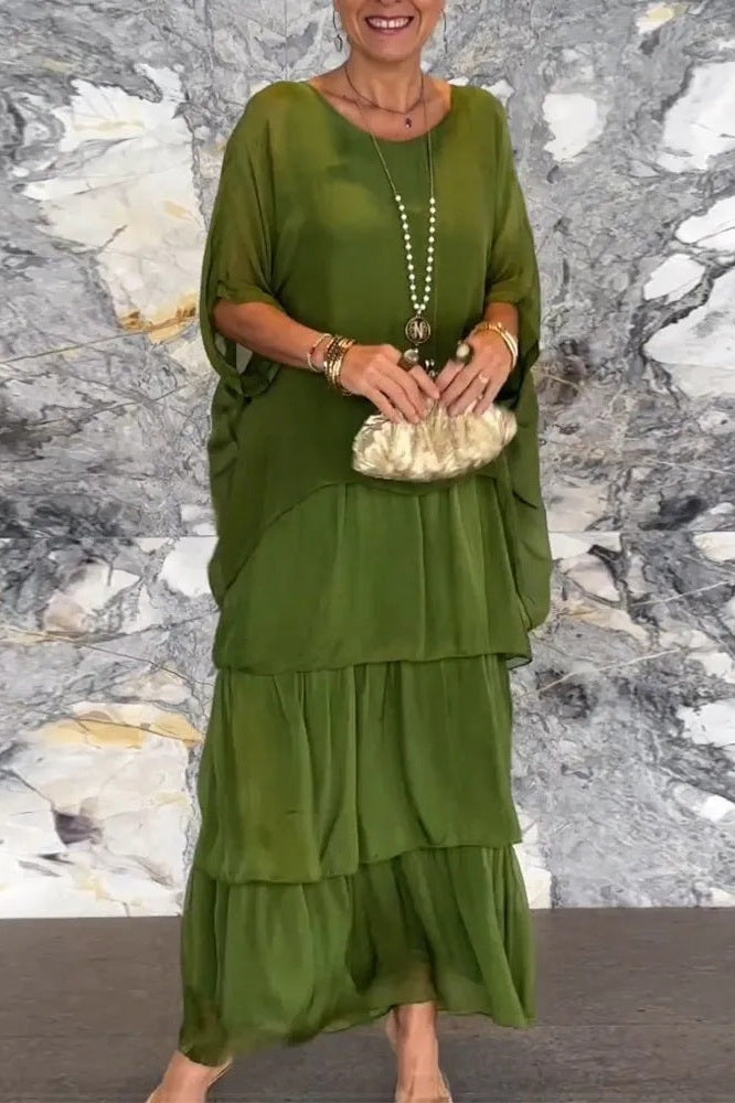 Layered Dress Nora - Olive Green
