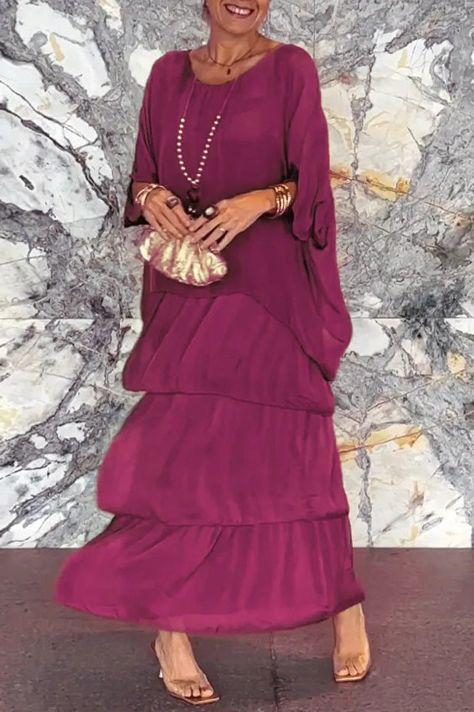 Layered Dress Nora - Deep Red