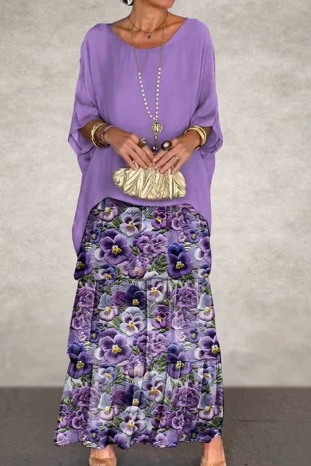 Nora Layered Dress - Purple Floral