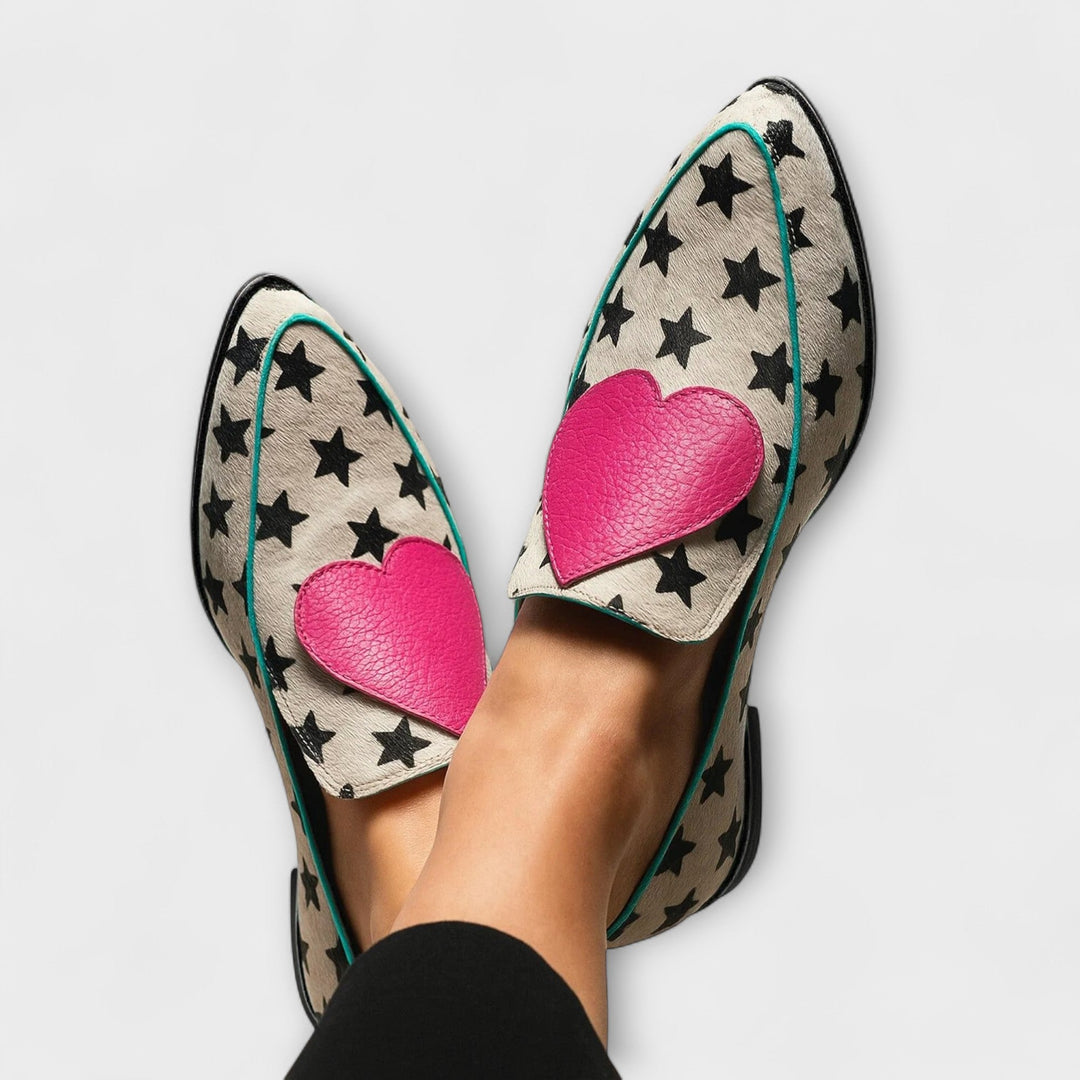 Jovie – Calp Patchwork Detail Beige Loafers