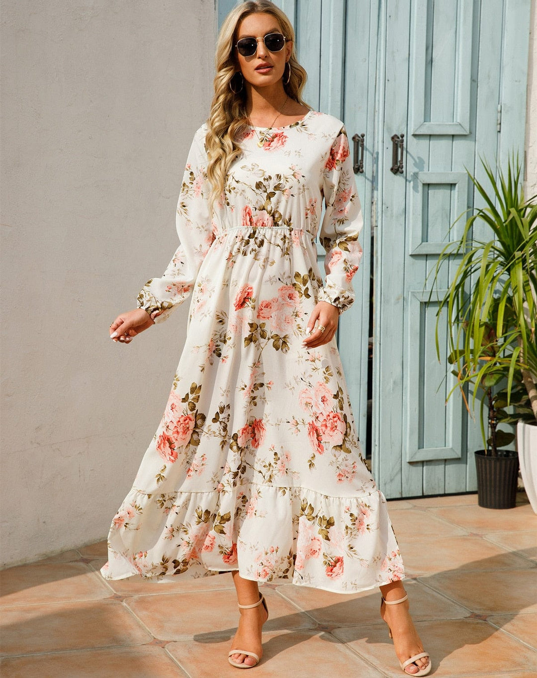 Mayte™ | Long Sleeve Floral Print Maxi Dress