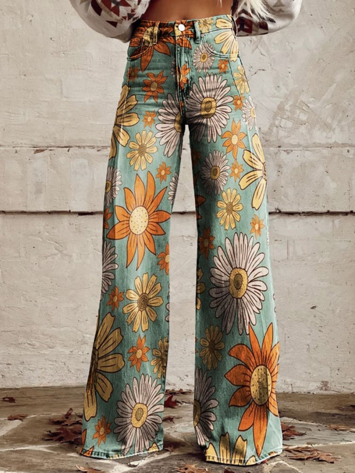 Tania | Vintage Floral Wide Leg Pants