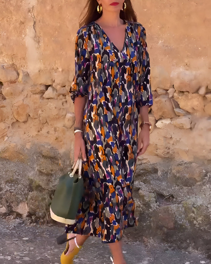 Natalia™ | V Neck Retro Dress