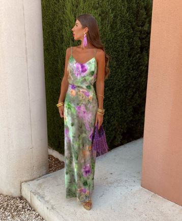 Anisten™ | Stylish Maxi Dress with Halo-Dye Print and Removable Scarf