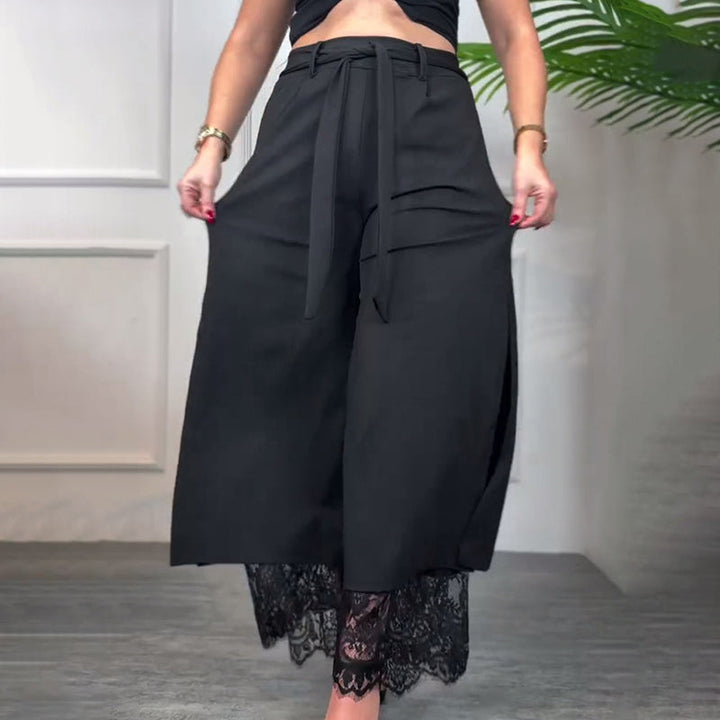 Lacera™ – Stylish Wide Leg Pants with Sheer Lace Lining