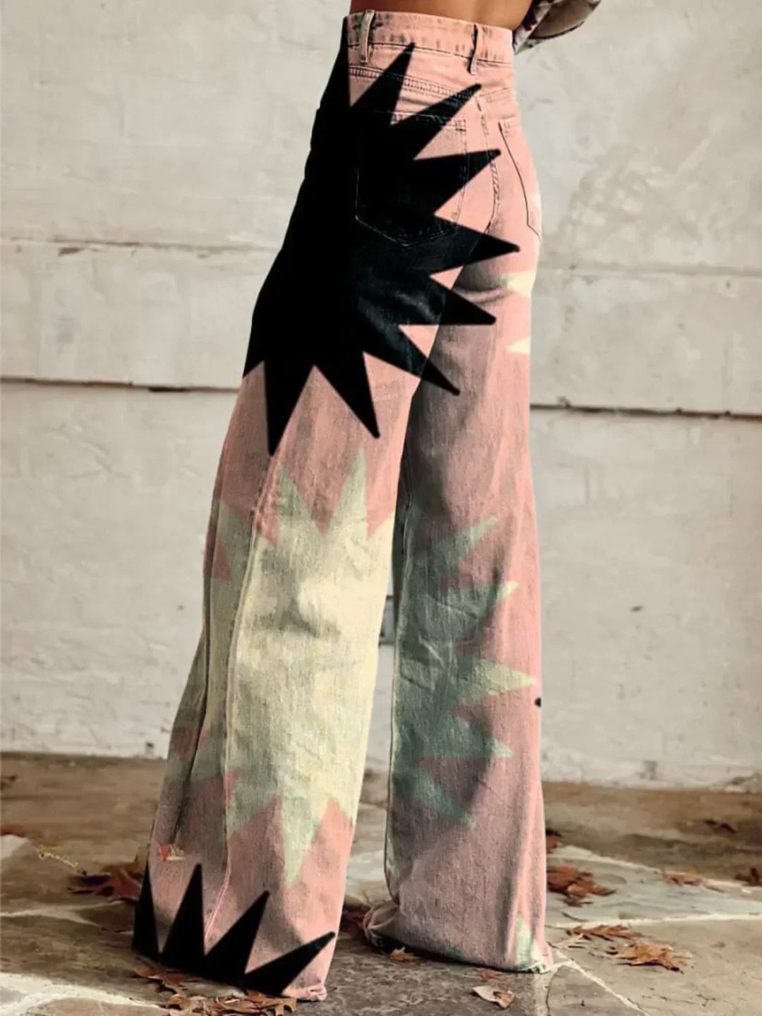 Angel | Geometric Pattern Wide Leg Pants
