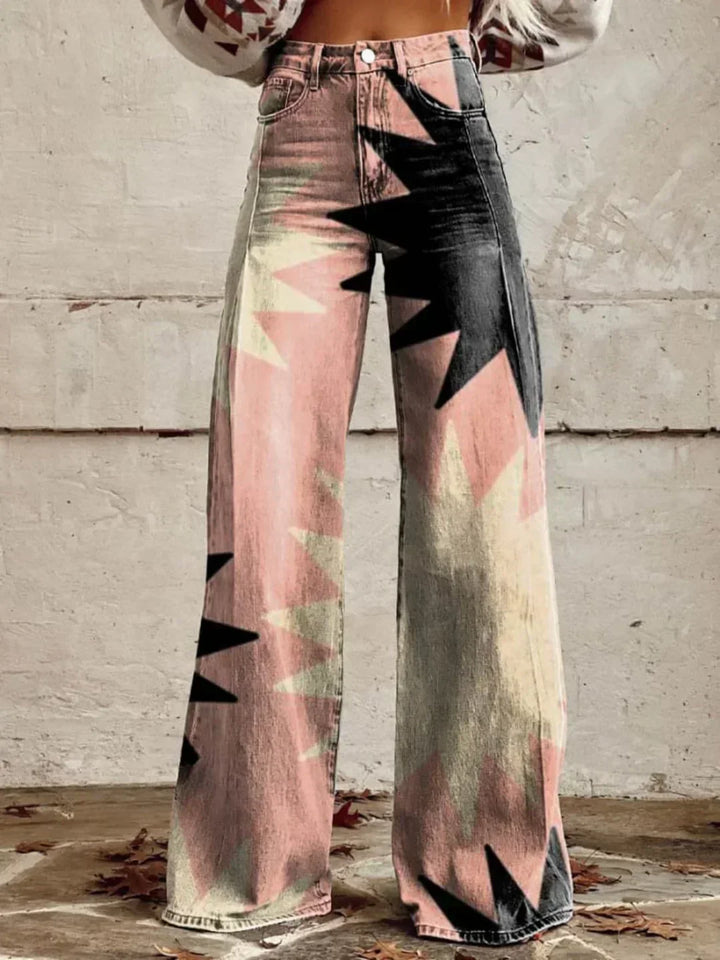Angel | Geometric Pattern Wide Leg Pants
