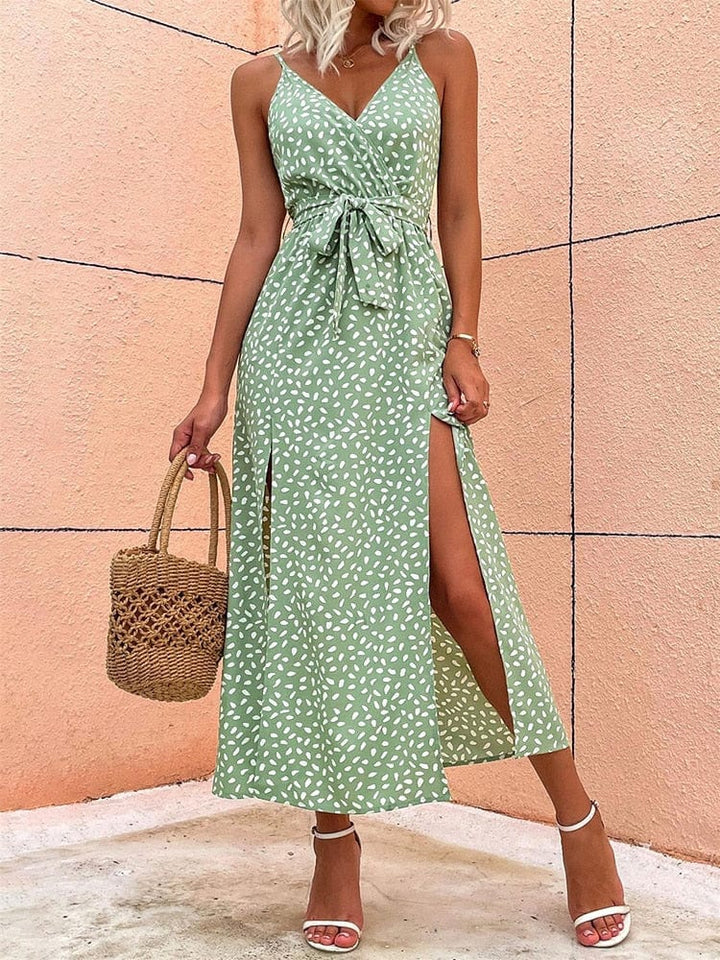 Aleksja™ | Boho Dress with V-Neck and Dots