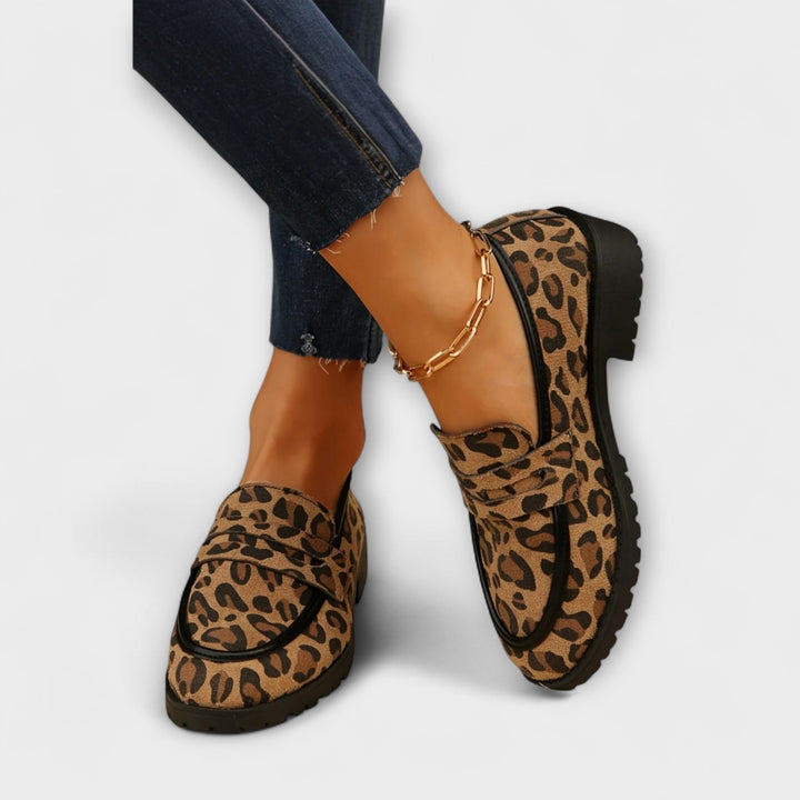 Mireille – Leopard Print Suede Round Toe Everyday Loafers