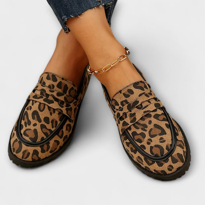 Mireille – Leopard Print Suede Round Toe Everyday Loafers