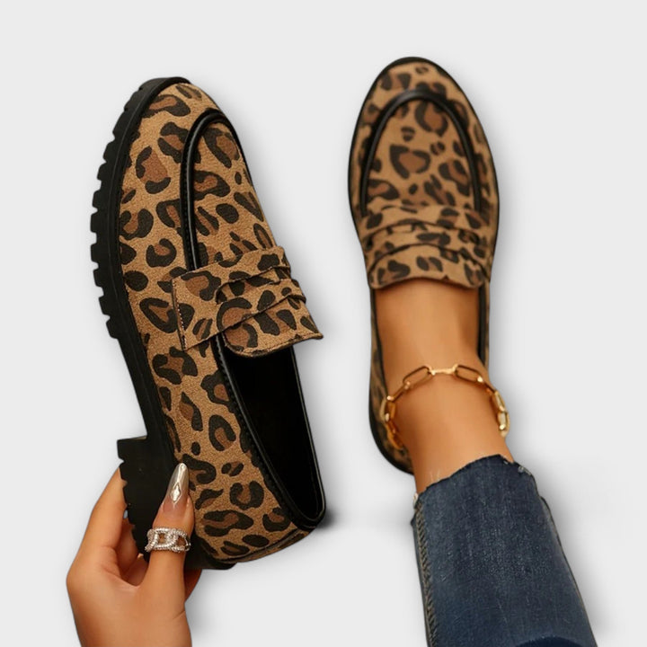 Mireille – Leopard Print Suede Round Toe Everyday Loafers