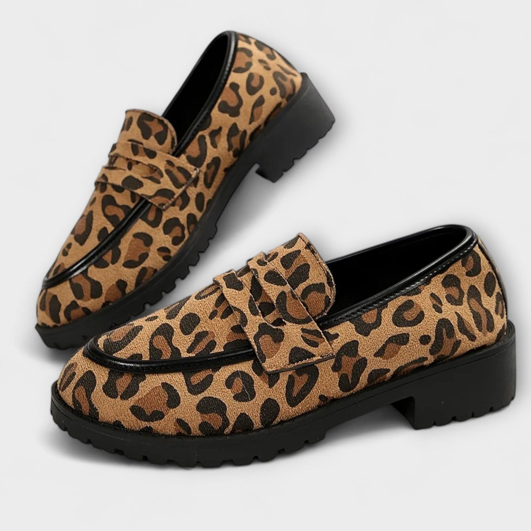 Mireille – Leopard Print Suede Round Toe Everyday Loafers