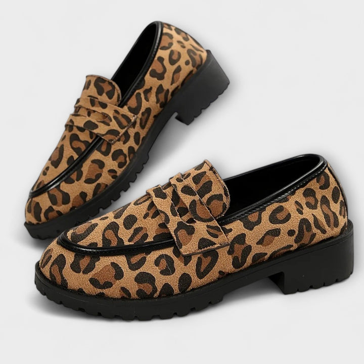 Mireille – Leopard Print Suede Round Toe Everyday Loafers