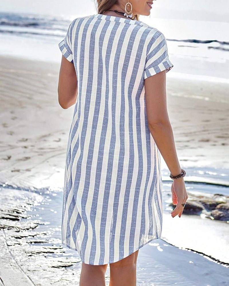Martine™ | Stylish Striped Shirt Dress