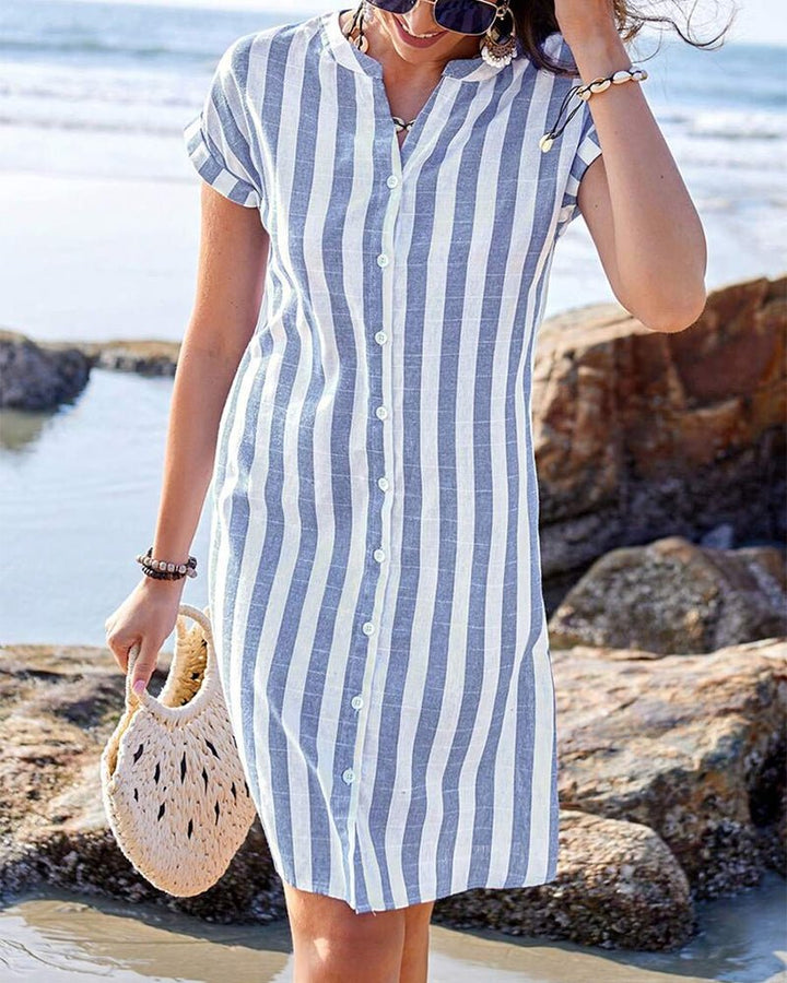 Martine™ | Stylish Striped Shirt Dress